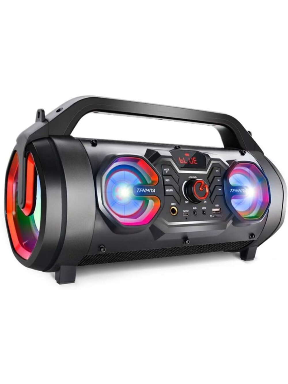 Portable Wireless Bluetooth Speaker with Booming Bass, RGB Lights & 10H Playtime